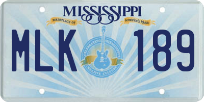MS license plate MLK189