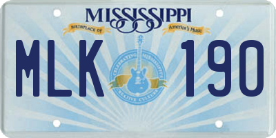 MS license plate MLK190