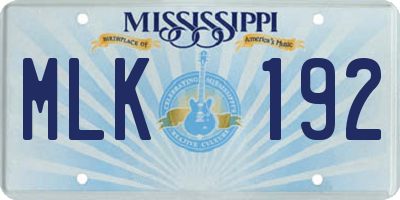 MS license plate MLK192