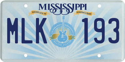 MS license plate MLK193