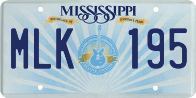 MS license plate MLK195