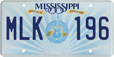 MS license plate MLK196