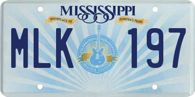 MS license plate MLK197
