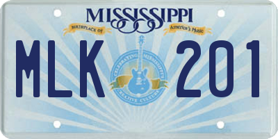 MS license plate MLK201