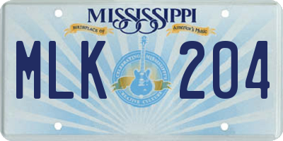MS license plate MLK204