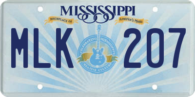 MS license plate MLK207