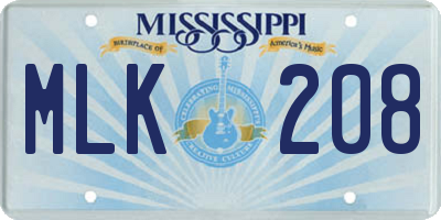 MS license plate MLK208