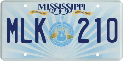 MS license plate MLK210