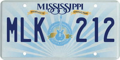 MS license plate MLK212