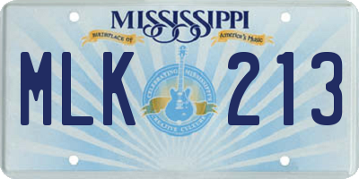 MS license plate MLK213