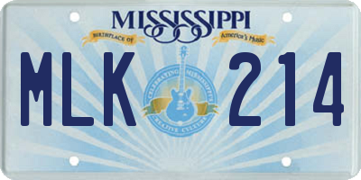 MS license plate MLK214
