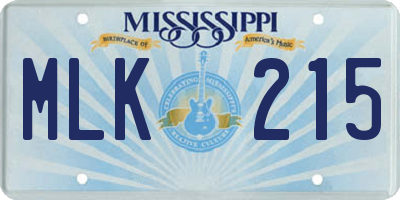 MS license plate MLK215