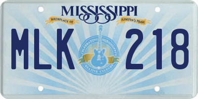 MS license plate MLK218