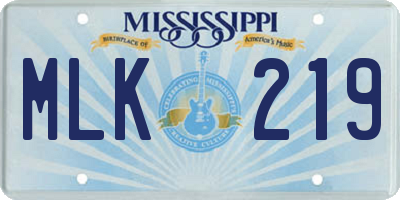 MS license plate MLK219