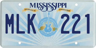 MS license plate MLK221