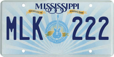 MS license plate MLK222