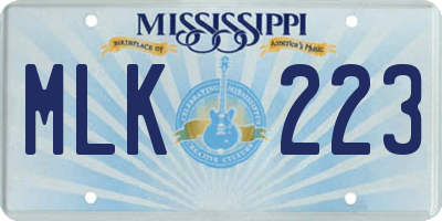 MS license plate MLK223