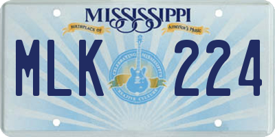 MS license plate MLK224