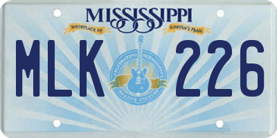MS license plate MLK226