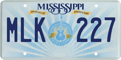 MS license plate MLK227
