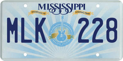 MS license plate MLK228