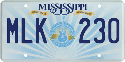 MS license plate MLK230