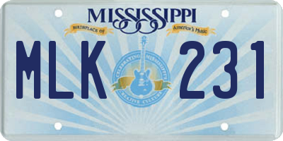MS license plate MLK231