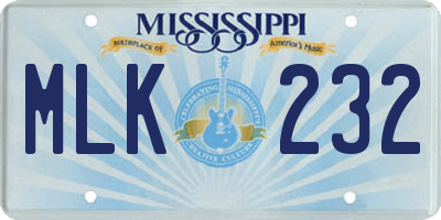 MS license plate MLK232