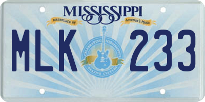 MS license plate MLK233