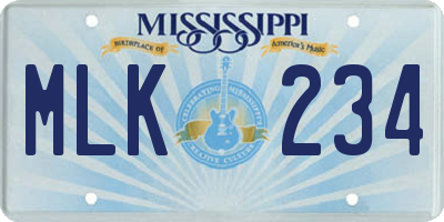 MS license plate MLK234