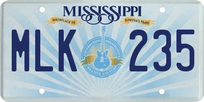 MS license plate MLK235