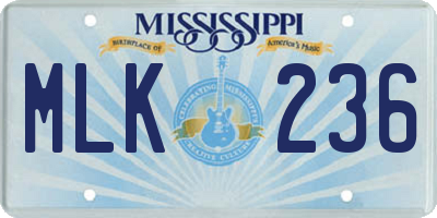 MS license plate MLK236