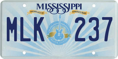 MS license plate MLK237