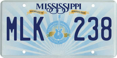 MS license plate MLK238