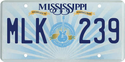 MS license plate MLK239