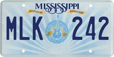 MS license plate MLK242