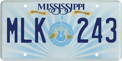 MS license plate MLK243