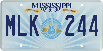 MS license plate MLK244