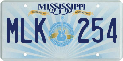 MS license plate MLK254