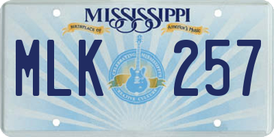 MS license plate MLK257