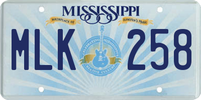 MS license plate MLK258