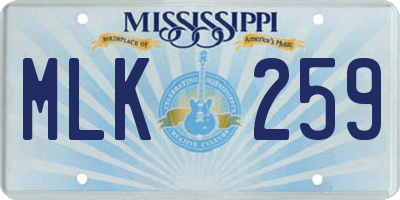MS license plate MLK259
