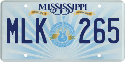 MS license plate MLK265