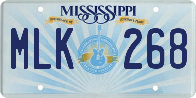 MS license plate MLK268