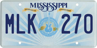 MS license plate MLK270