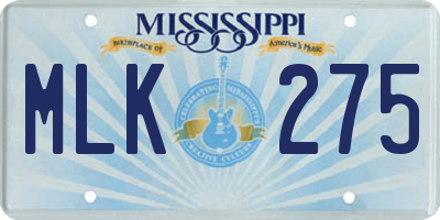 MS license plate MLK275