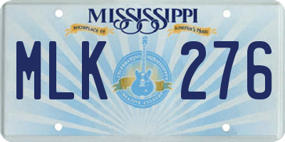 MS license plate MLK276