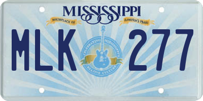 MS license plate MLK277
