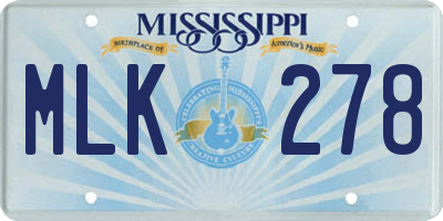 MS license plate MLK278