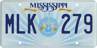 MS license plate MLK279